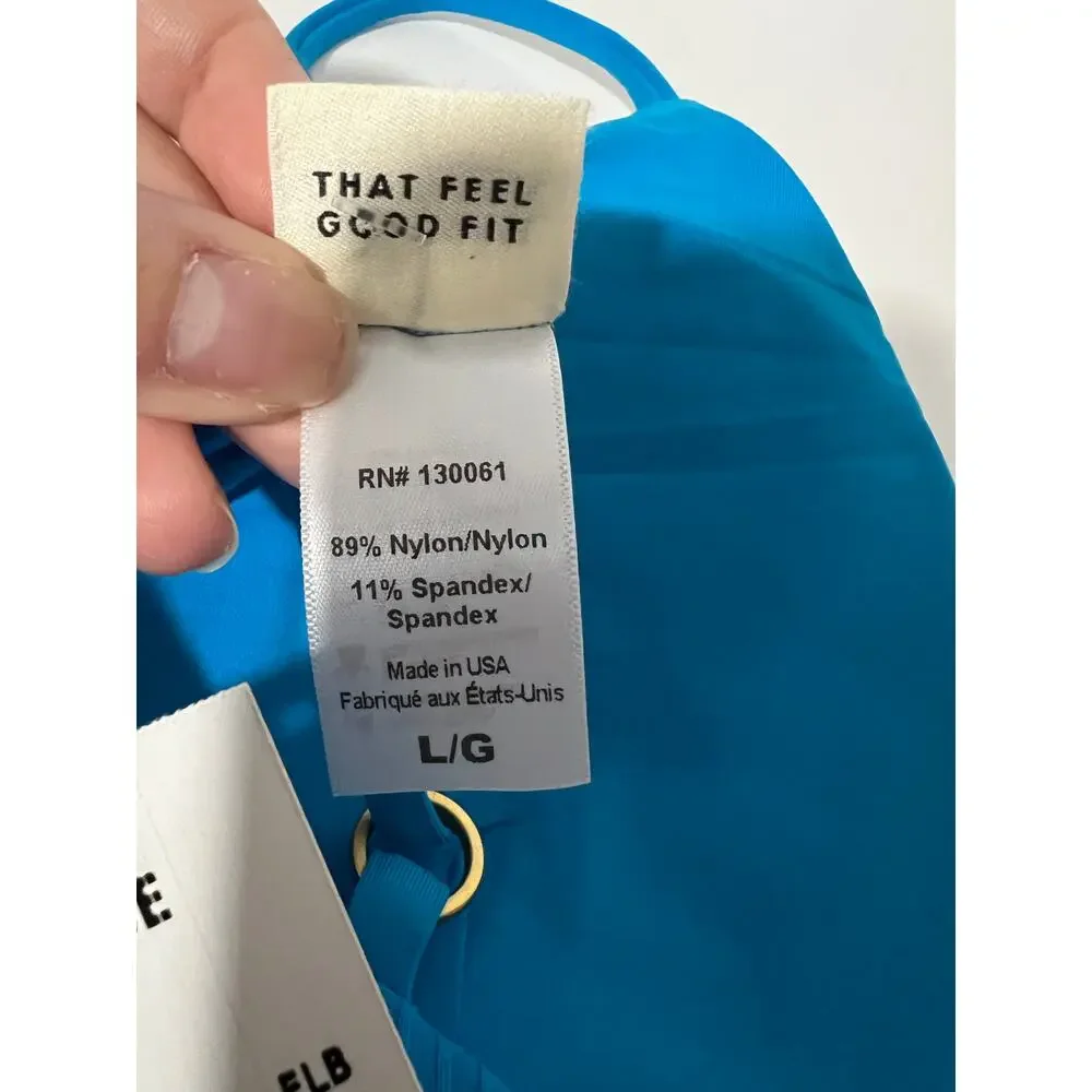 NWT L*Space Women's Ribbed Pointelle Winnie Bikini Swim Top Electric Blue Size L